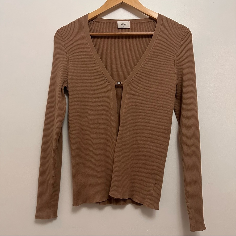 Wilfred (Aritzia) Brown Cardigan Metal Buckle